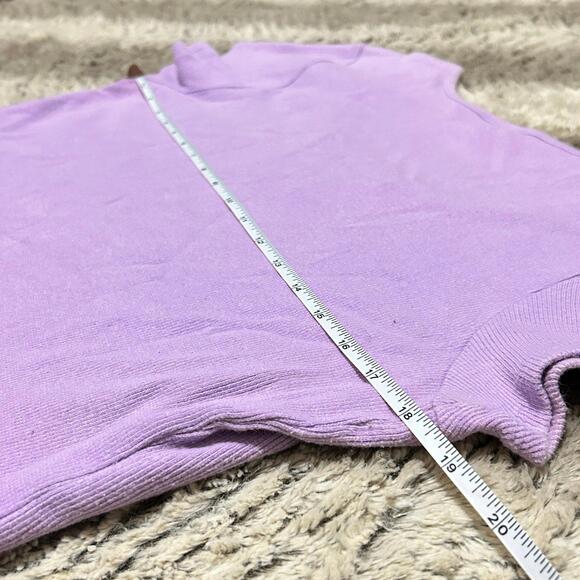 Christopher & Banks Vtg 90s/Y2K Purple Ribbed Button Up Short Sleeve Pink Lace - Picture 5 of 5